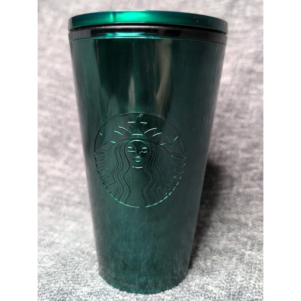 Starbucks Emerald Green Marble Swirl 16oz‎ Grande Cold Cup Used No Straw
